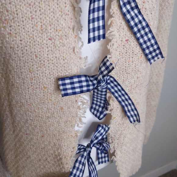 TULLE Custom DIY Open Back Tartan Ribbon Bow Turtleneck Sweater Unique - Picture 6 of 7